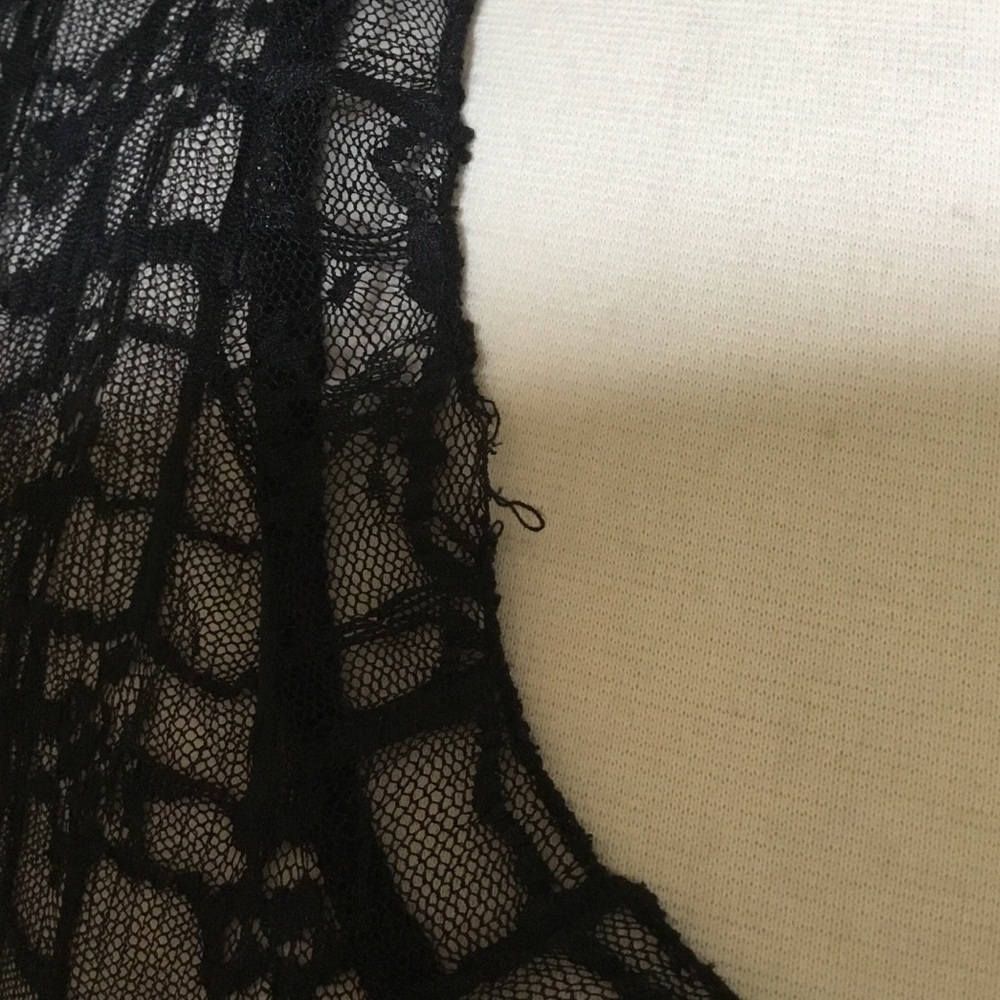NEW Free People Black Lace Sheer Sabina High Slit Midi Dress - Picture 7 of 12